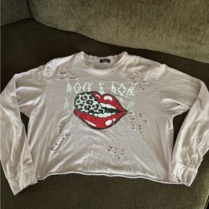 Rock & Roll Graphic Long Sleeve Top